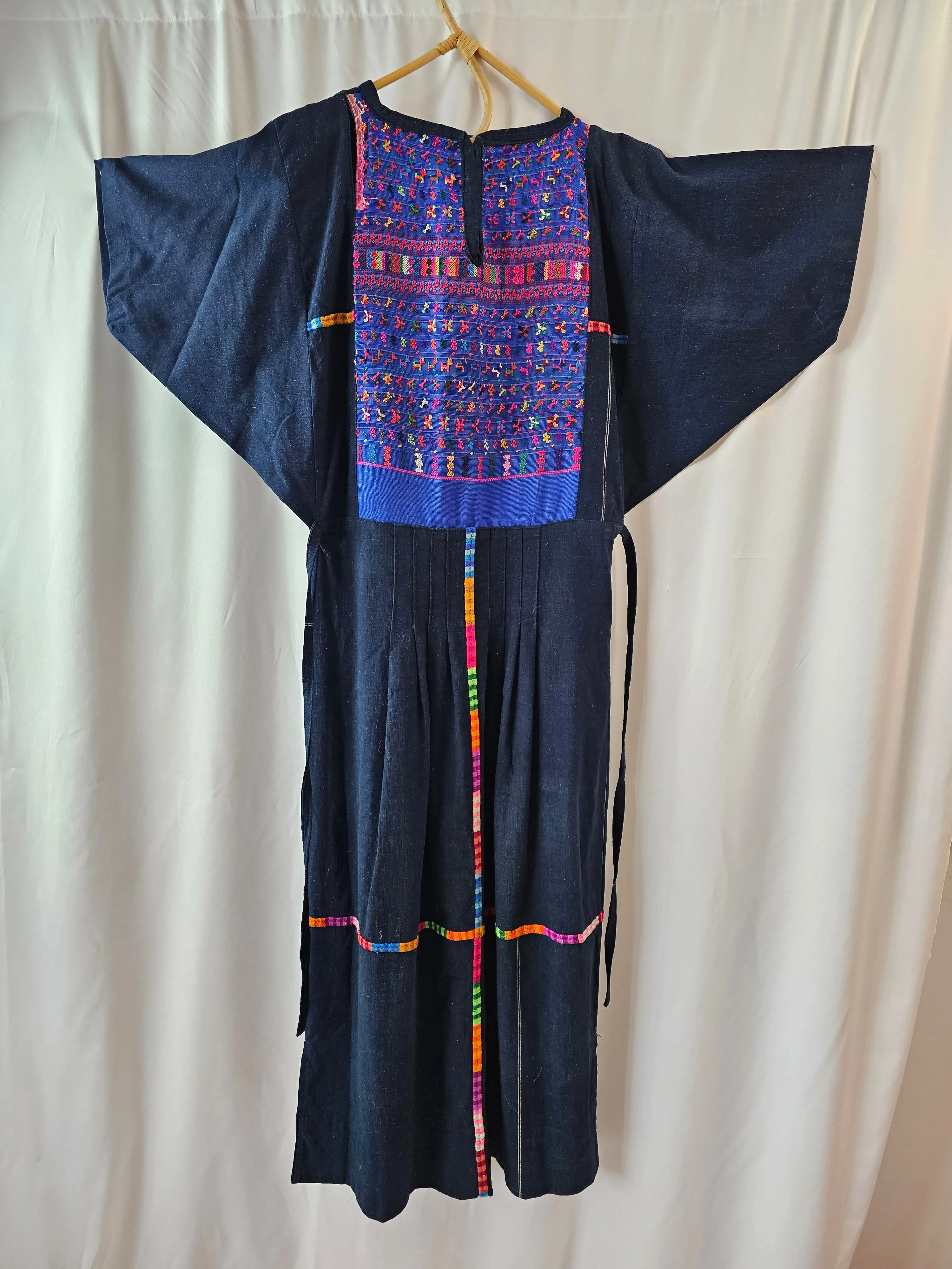 1970s Embroidered Guatemalan Huipil Maxi Dress M