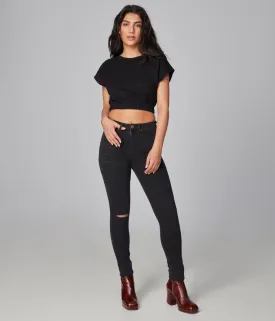 ALEXA-WBLK High Rise Skinny Jeans