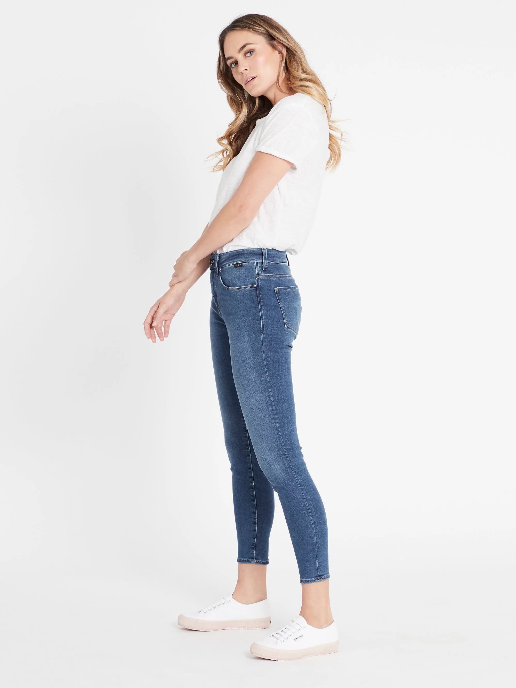 Alissa Ankle Skinny Jeans in Light Indigo Gold