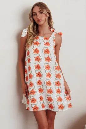 Annalee Tied Shoulder Mini Dress Floral Orange