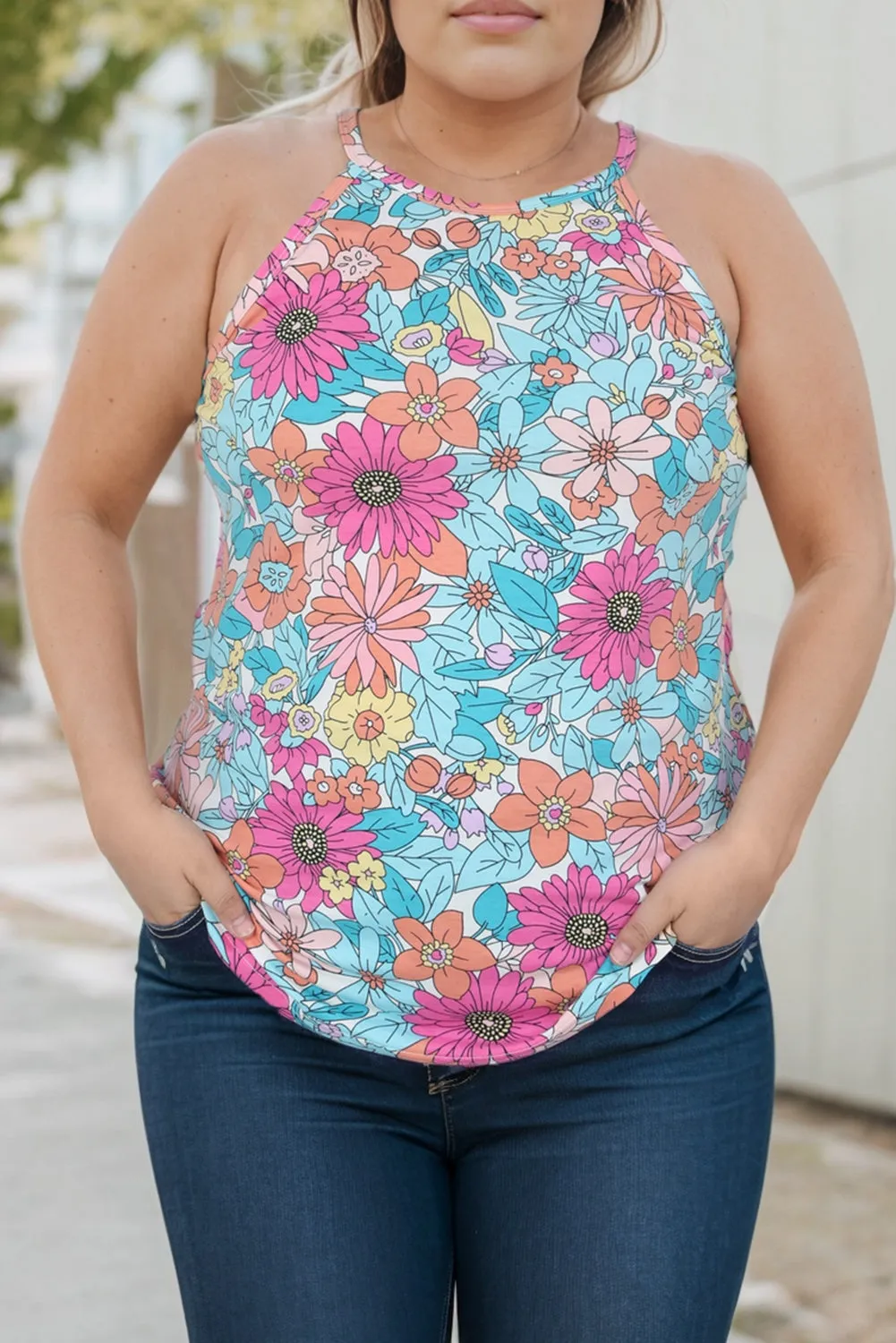 *APP EXCLUSIVE* Floral Round Neck Tank