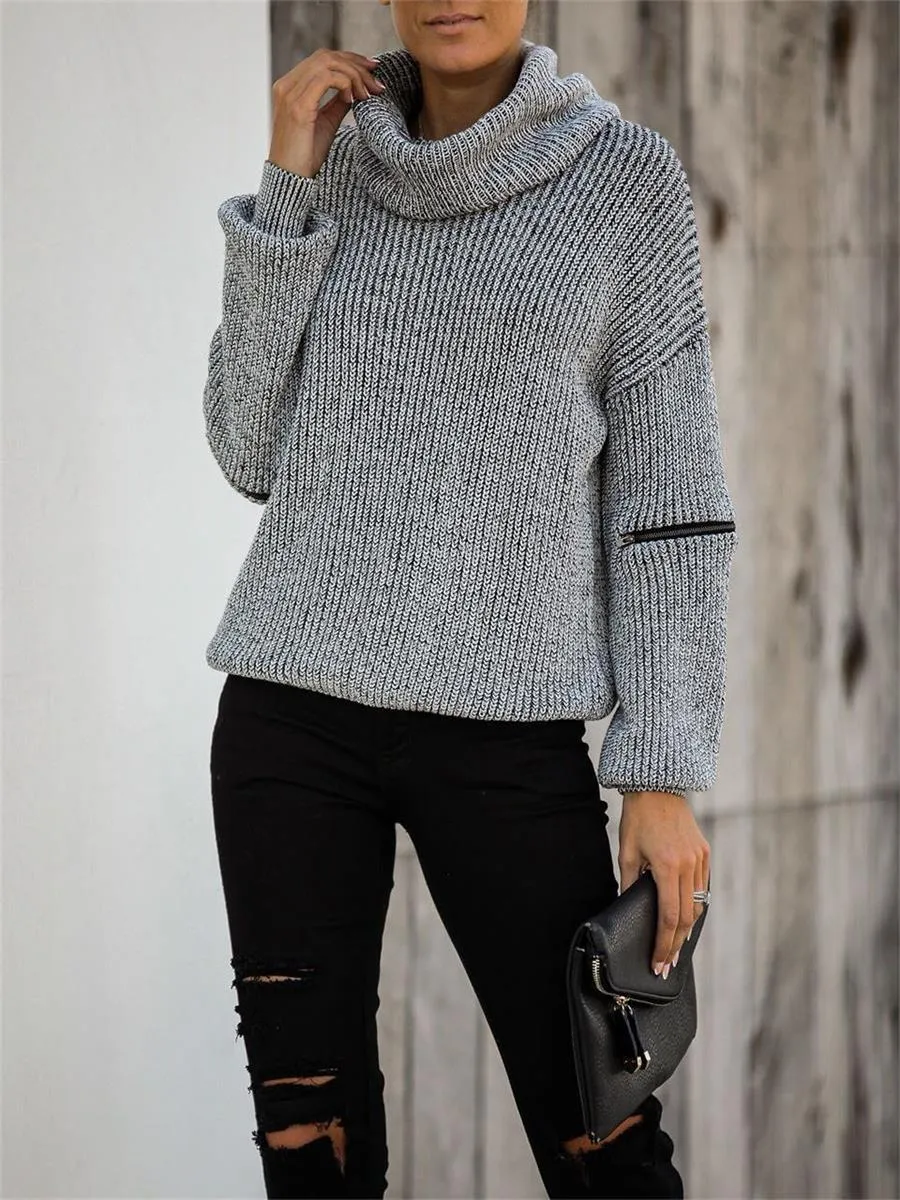 Autumn And Winter Ladies Knitted Casual Turtleneck Sweater