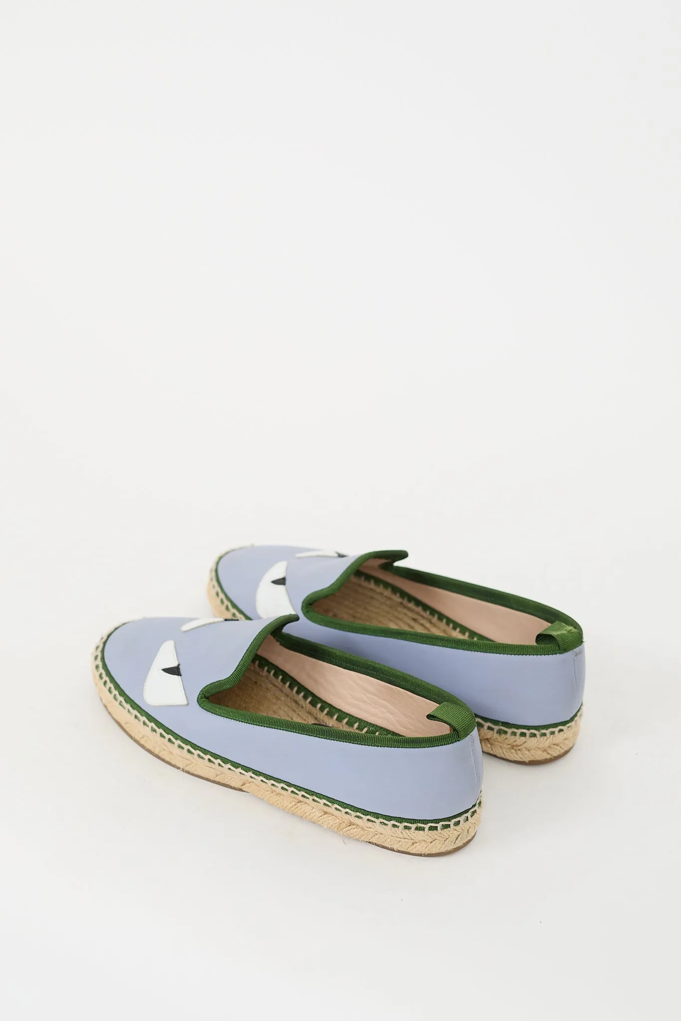 Blue & Green Leather Monster Espadrille Flat