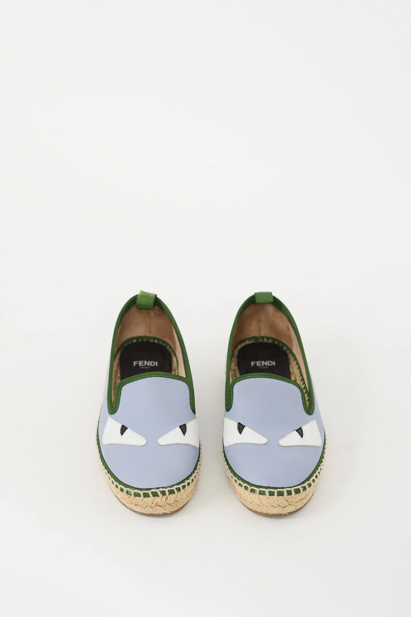 Blue & Green Leather Monster Espadrille Flat