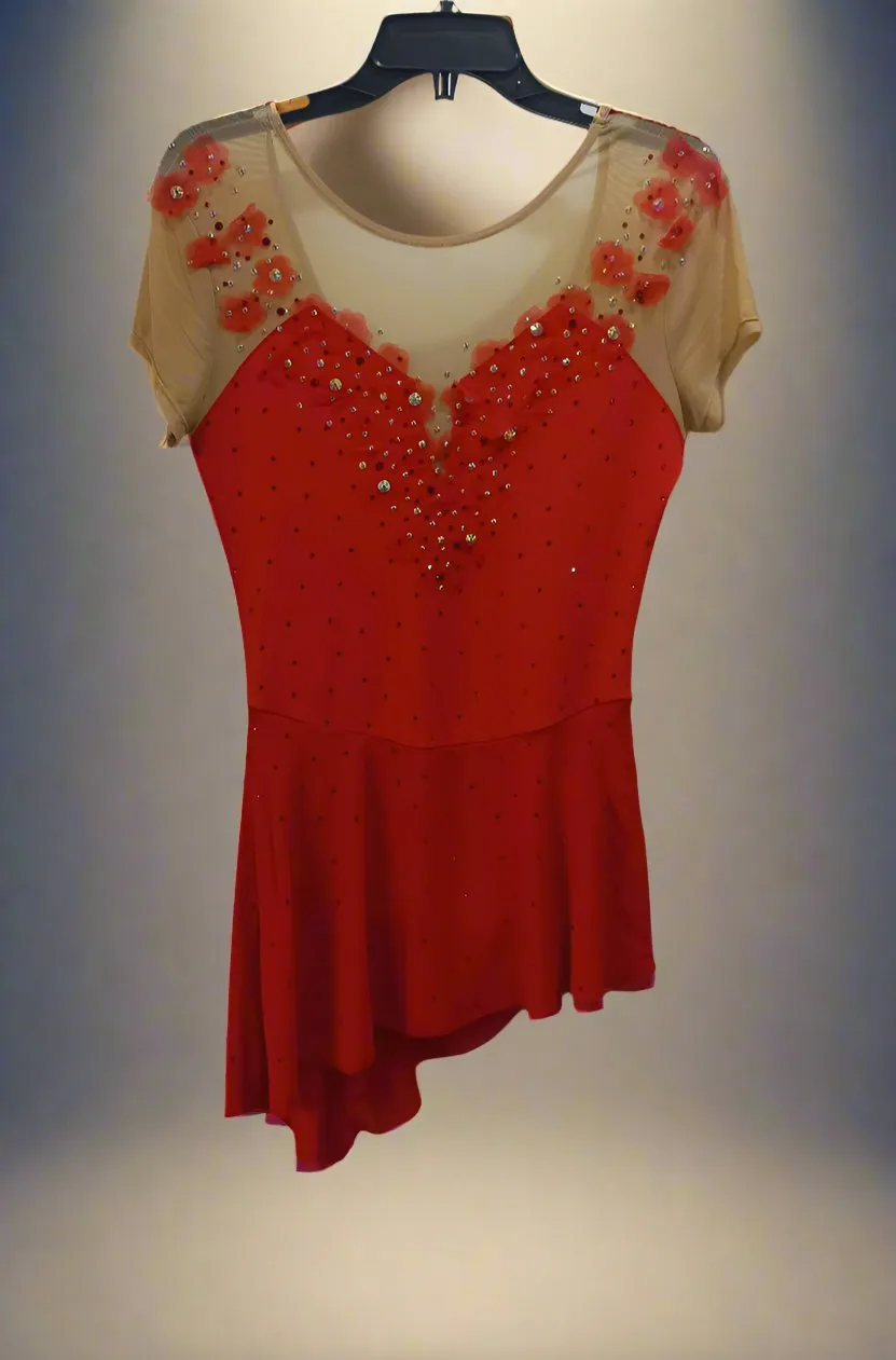 Boutique Step Up Skating dress(RED DRESS WITH RHINESTONE)