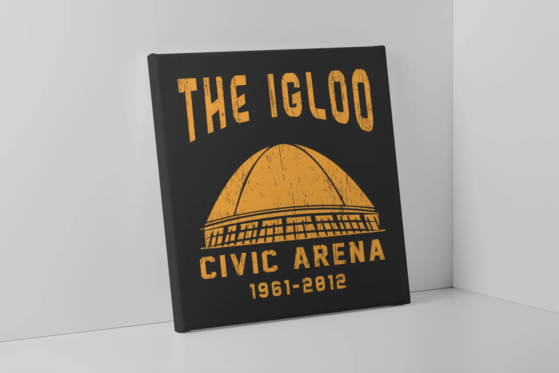 Civic Arena Canvas | The Igloo Civic Arena Black Wall Canvas