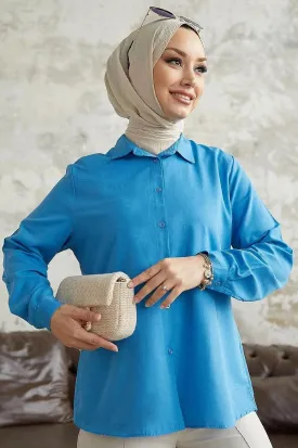 Classic Collar Long Sleeve Women's Shirt | Blue Shirt