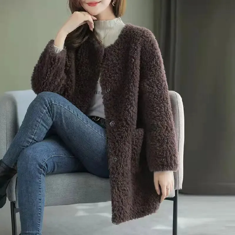 Coat Mid-length Lamb Wool jacket