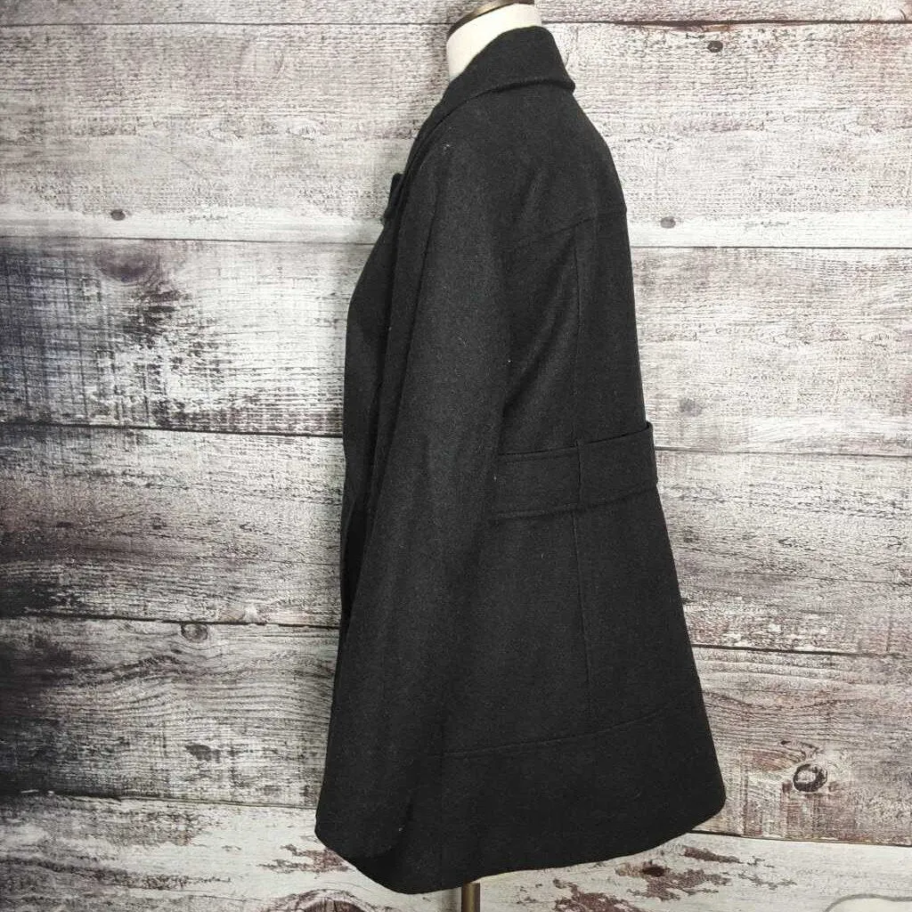 COLLECTION BY GALLERY CHARCOAL WOOL-BLEND COAT SIZE LARGE TCC