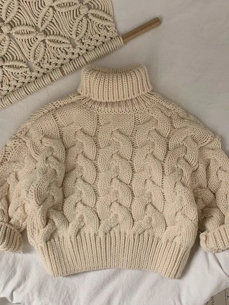 Cozy Kids' Cable Knit Turtleneck Sweater