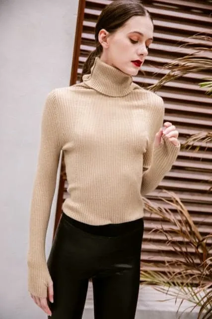 DressBetty - Korean Style Turtelneck Sweater Fashion Slim Casual Winter Sleeve Knitted Turtelneck Sweater Pull Femme Women's Clothing