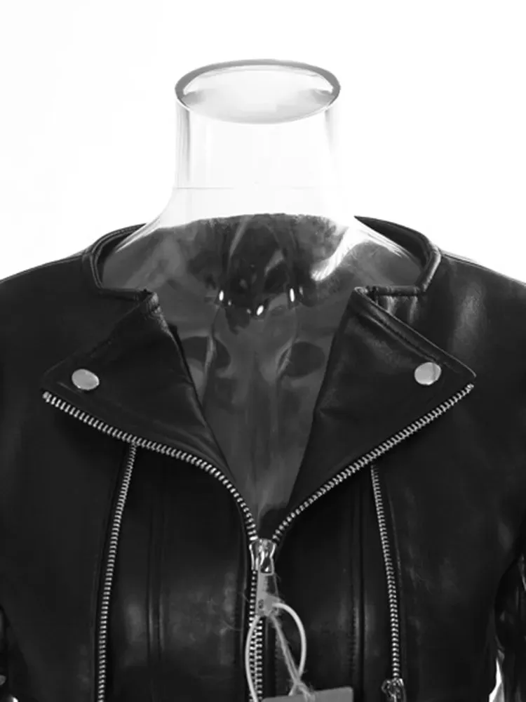 Elegant Mystique Black Faux Leather & Mesh Jacket