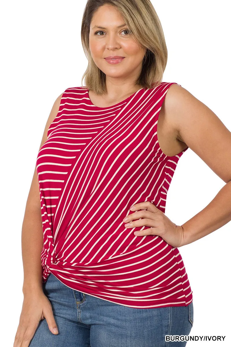 Ella Striped Tank Top in Raspberry or Blue Gray