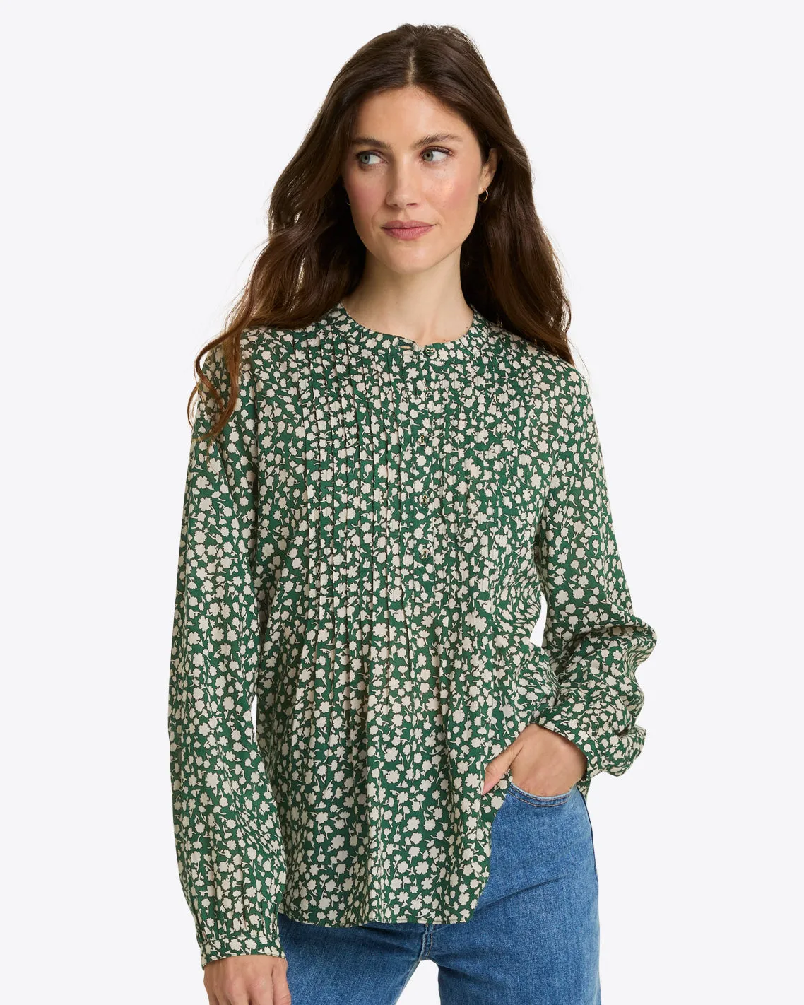 Evangaline Long Sleeve Top in Gauzy Cotton