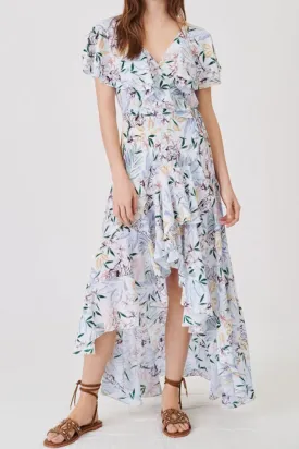 Flair Sleeve Ruffle Floral Printed Dress