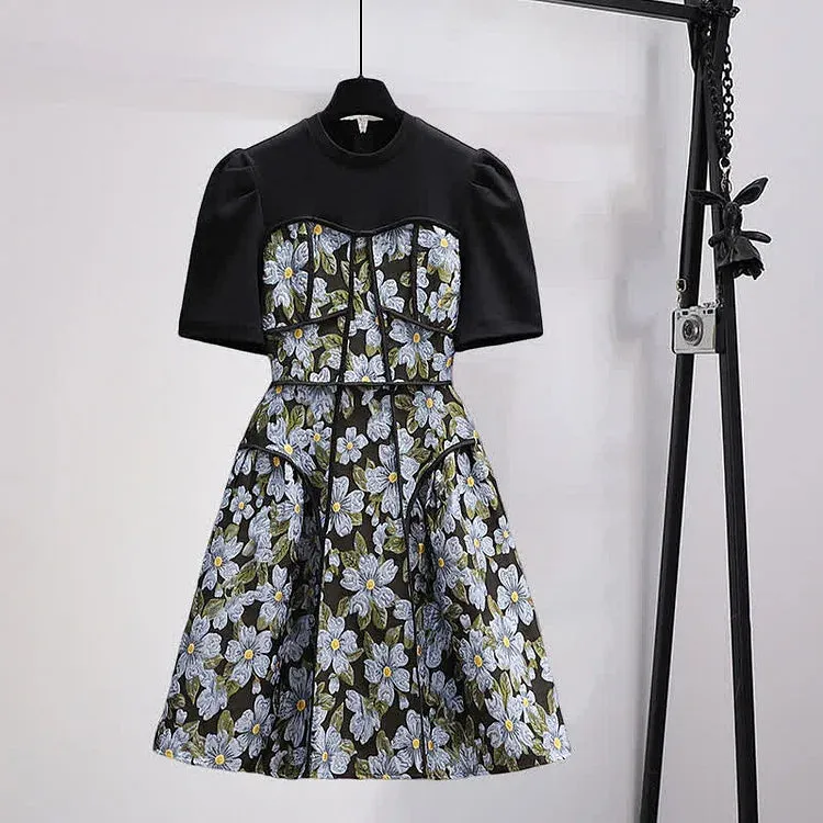 Floral Magic: The Puff Sleeve A-Line Dress for Vintage Lovers