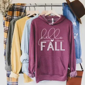 Hello Fall Hoodie - Heather Maroon