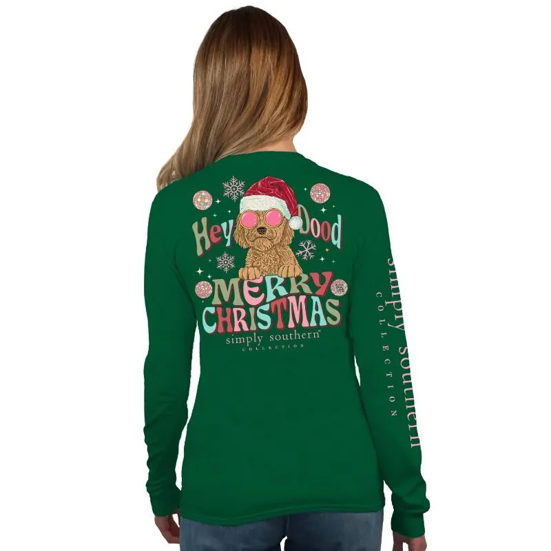 'Hey Dood' Christmas Pup Long Sleeve Tee by Simply Southern