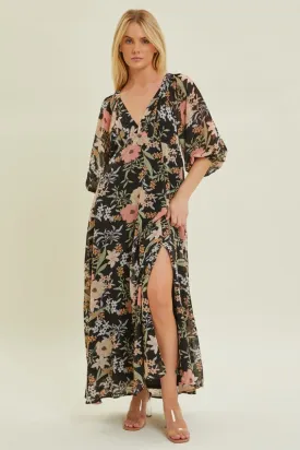 How Does Your Garden Grow Floral Chiffon Maxi Dress