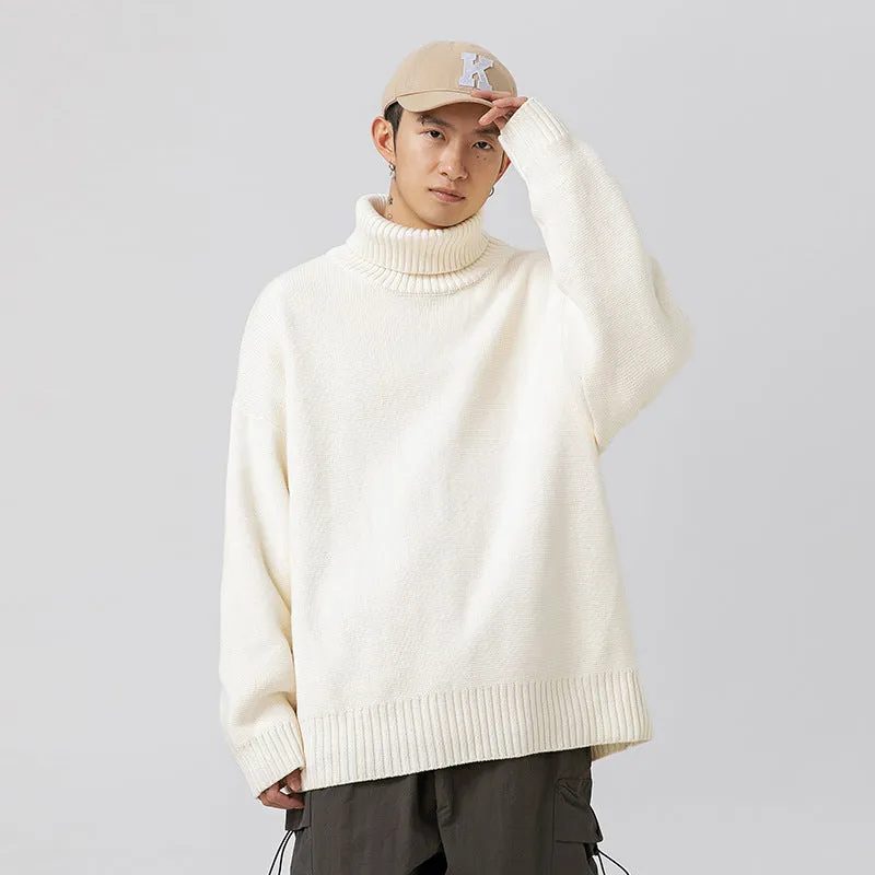 Japanese Couple Solid Color Turtleneck Sweater