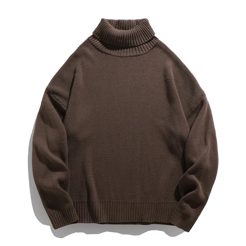 Japanese Couple Solid Color Turtleneck Sweater