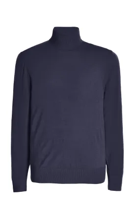 Jermaine Knit Turtleneck in Dark Navy Merino Wool