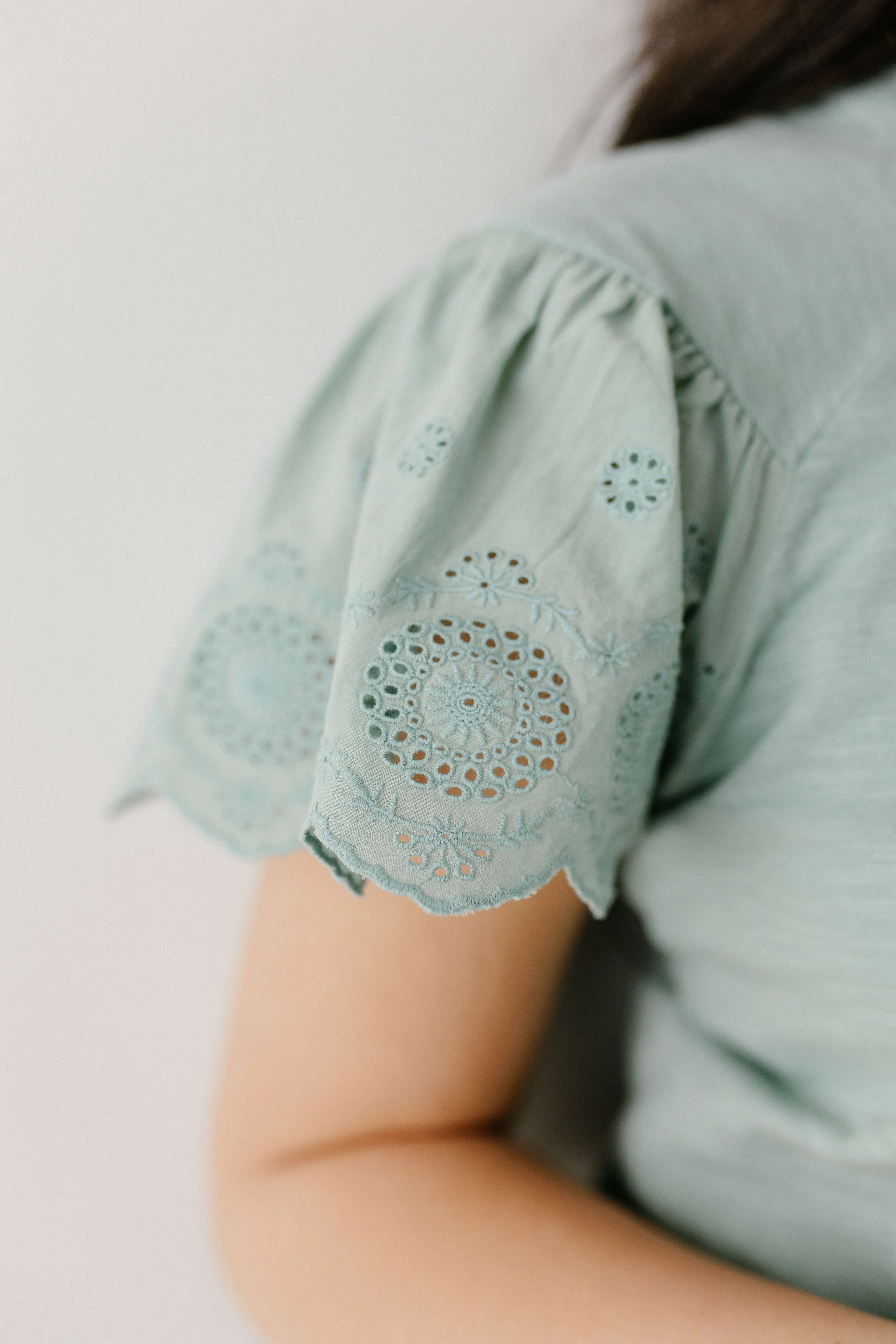 'Jolene' Eyelet Sleeve Cotton Top FINAL SALE