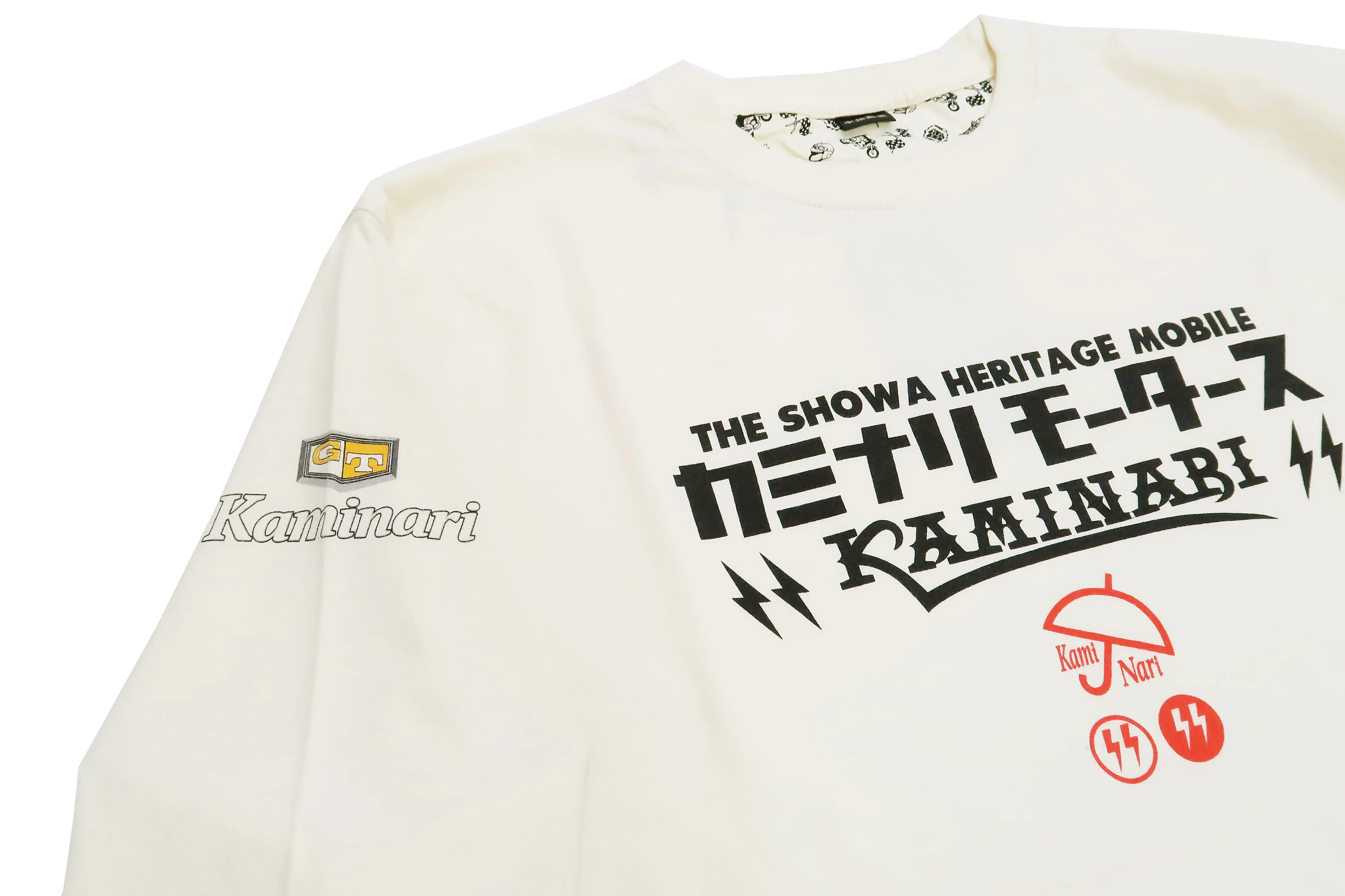 Kaminari T-Shirt Men's Classic Japanese Car Graphic Long Sleeve Tee Efu-Shokai KMLT-223 Off-White