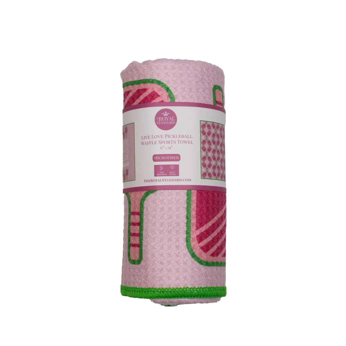 Live Love Pickleball Waffle Sports Towel-Pink/Green/White