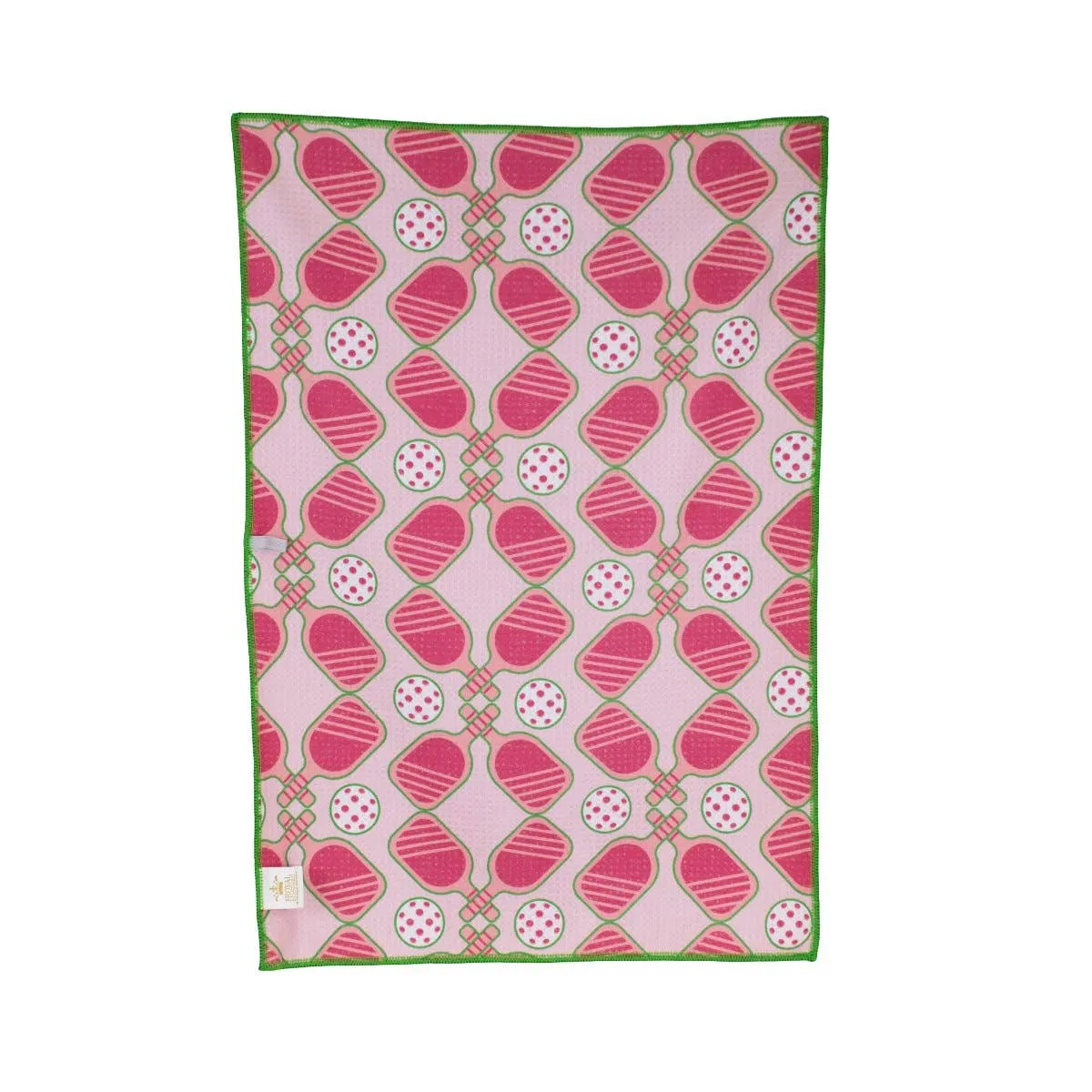 Live Love Pickleball Waffle Sports Towel-Pink/Green/White