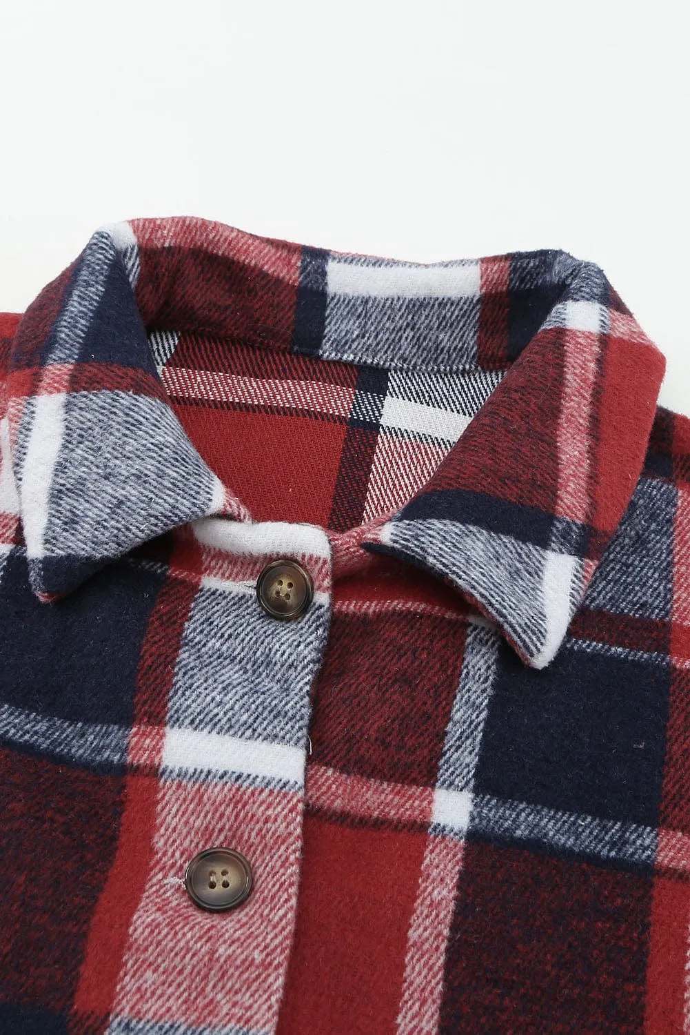 Loose Plaid Flannel Wool Lapel Coat