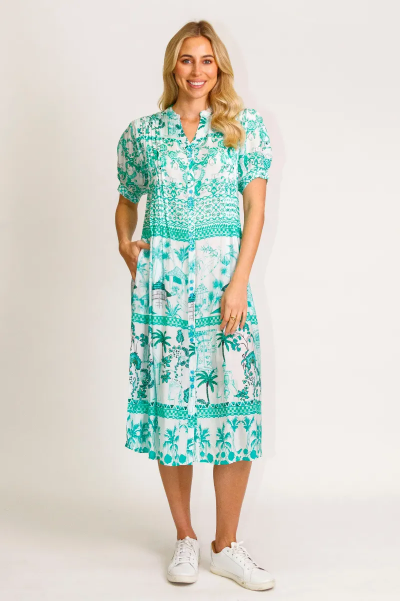 Lula Life Moffat Tucked Maxi Dress Sea Green