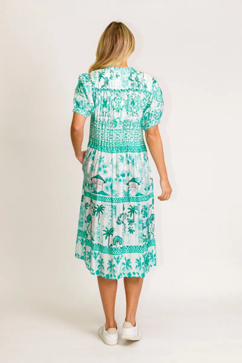 Lula Life Moffat Tucked Maxi Dress Sea Green