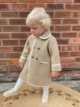 Marae Beige Merino Wool Traditional Coat