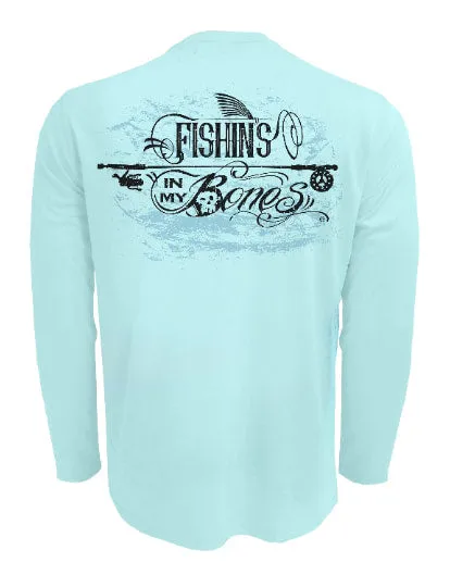 Men's Tattoo Style Sun Block Fishing Shirt by Fishin's in My Bones | Long Sleeve | UPF 50 | Performance Rash Guard |