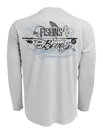 Men's Tattoo Style Sun Block Fishing Shirt by Fishin's in My Bones | Long Sleeve | UPF 50 | Performance Rash Guard |