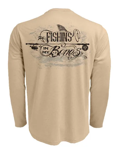 Men's Tattoo Style Sun Block Fishing Shirt by Fishin's in My Bones | Long Sleeve | UPF 50 | Performance Rash Guard |