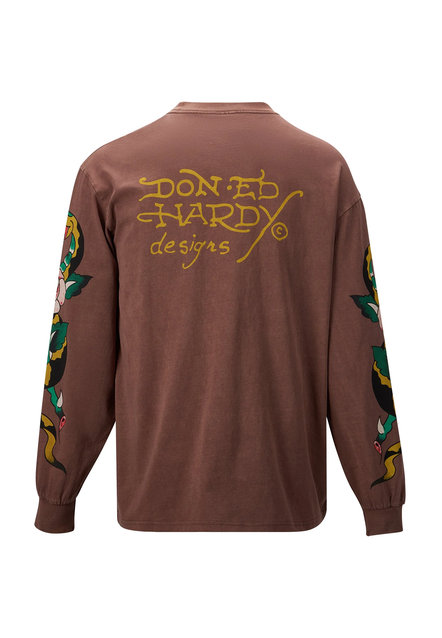 Mens True-Till-Rose-Snake Long Sleeve T-Shirt - Brown