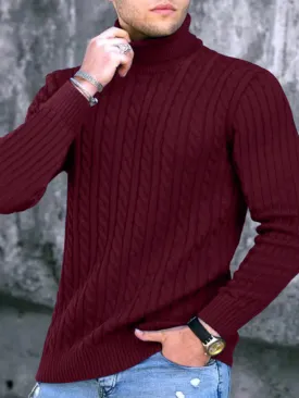 Men's turtleneck casual tight stretch sweater