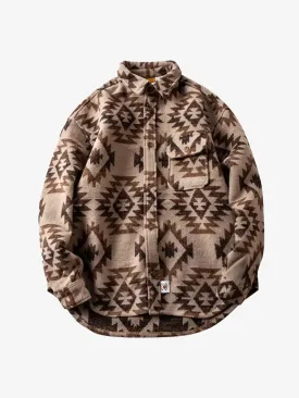 Navajo Pattern Wool Blend Overshirt