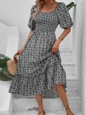 New Women’s Clothing New Floral Retro Elegant Dress