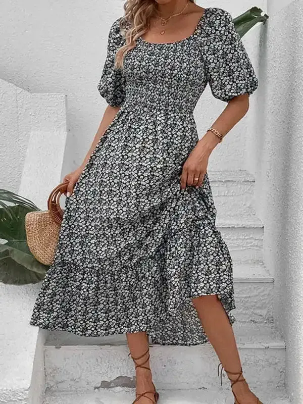 New Women’s Clothing New Floral Retro Elegant Dress