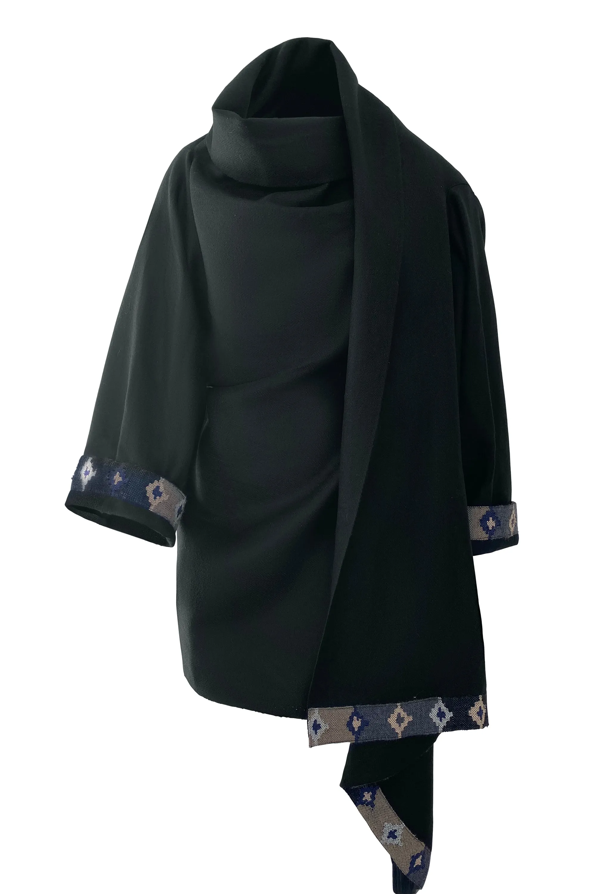 NEW! Wool Cape Coat Cocoon Black