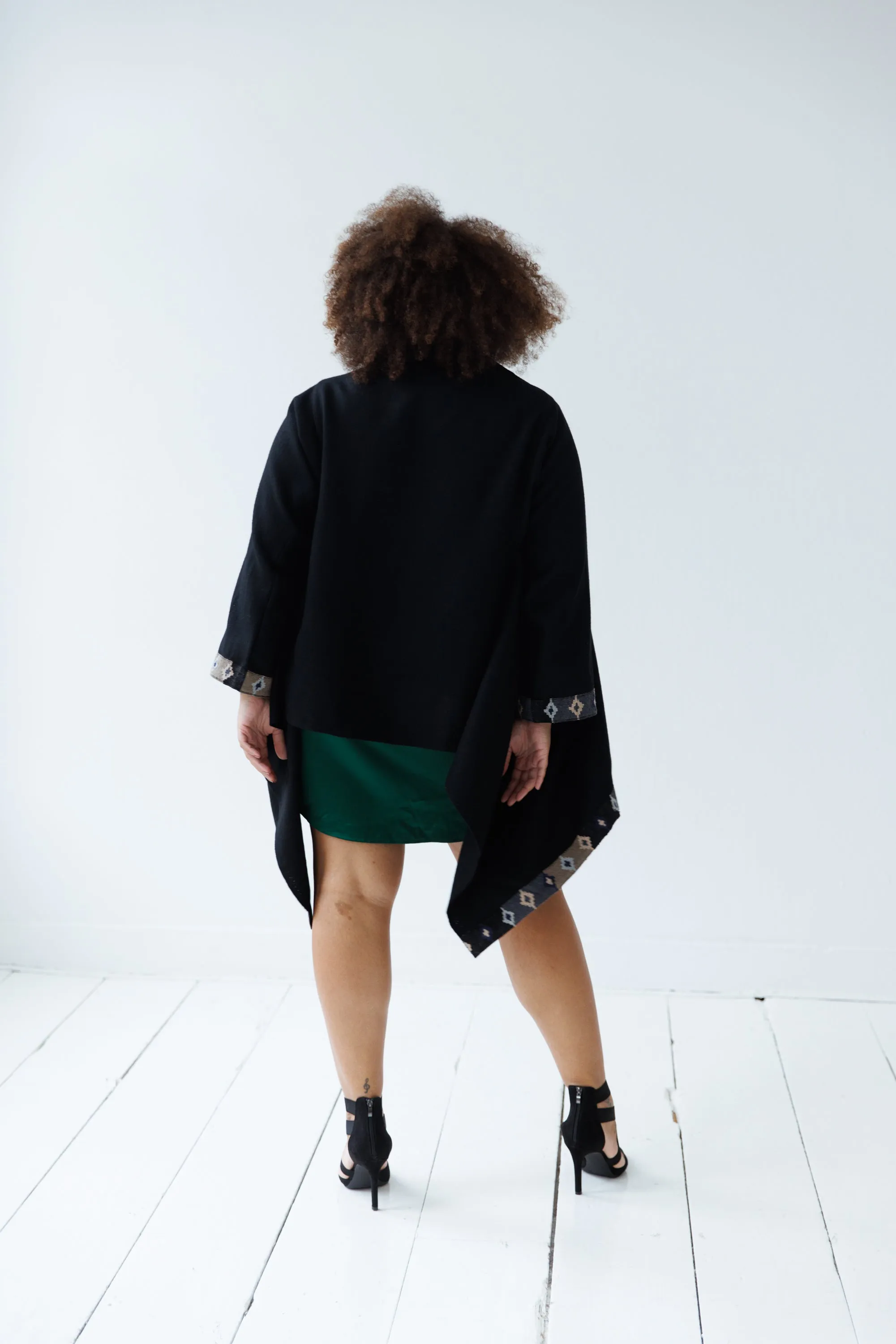 NEW! Wool Cape Coat Cocoon Black