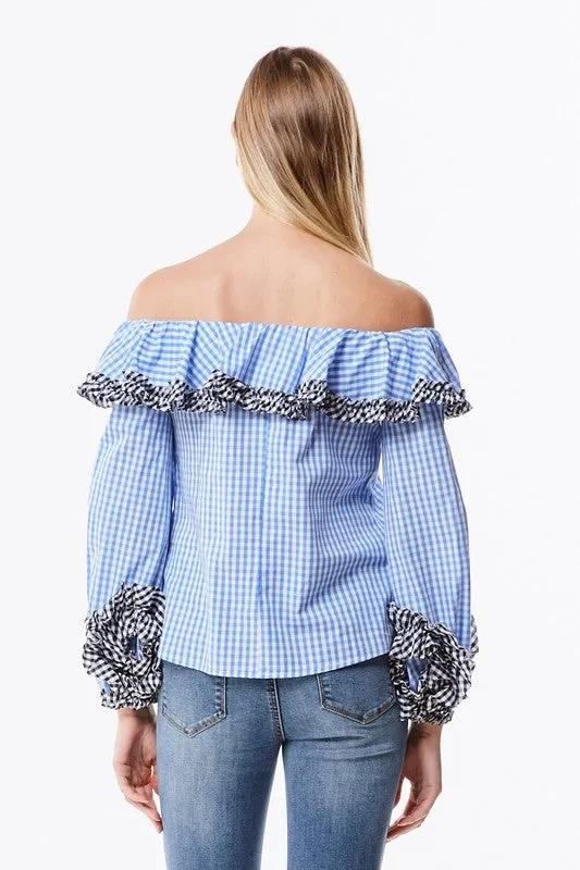 Off The Shoulder Gingham Blouse