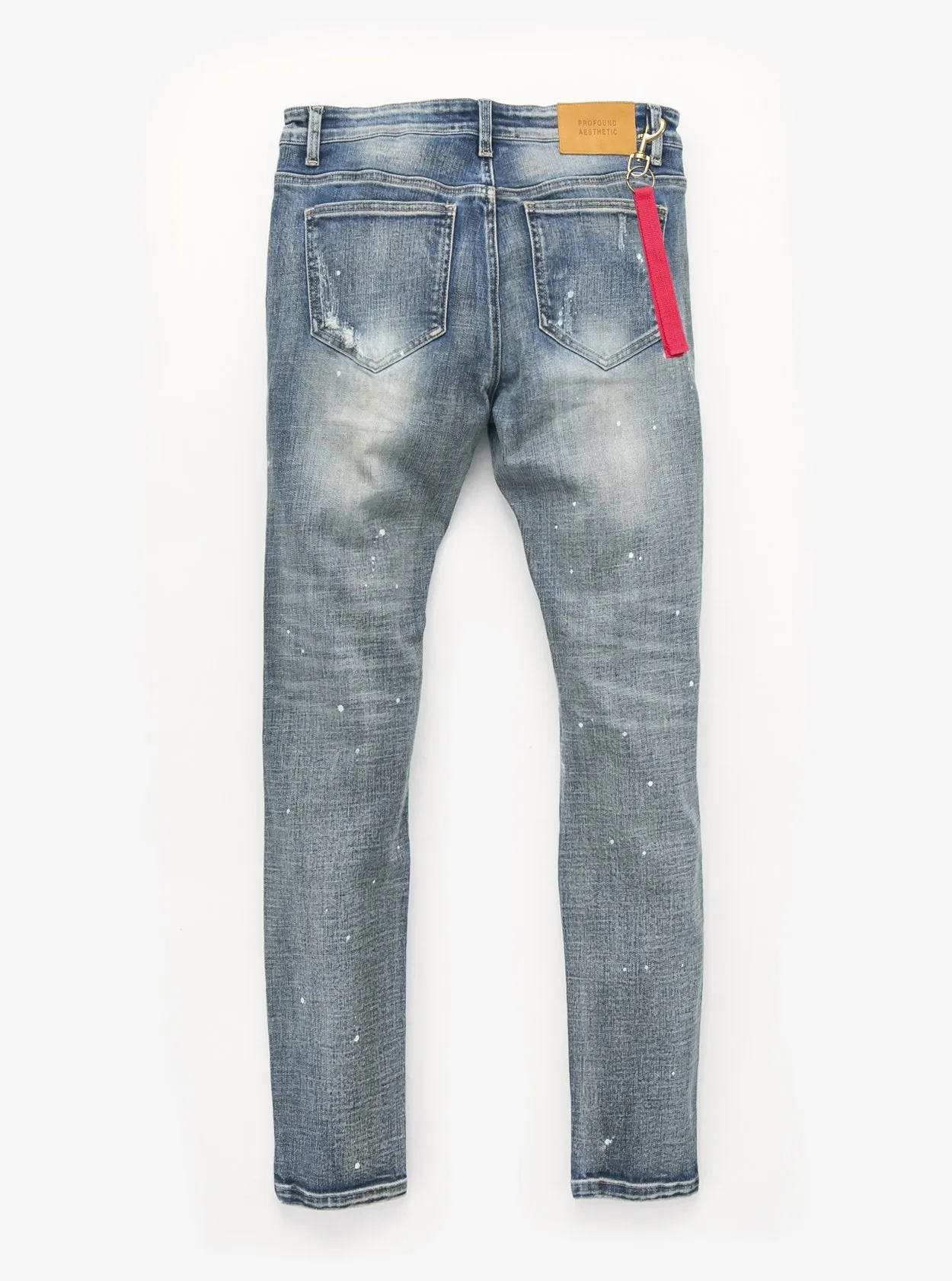 Paint Splatter Denim Jeans in Medium Blue