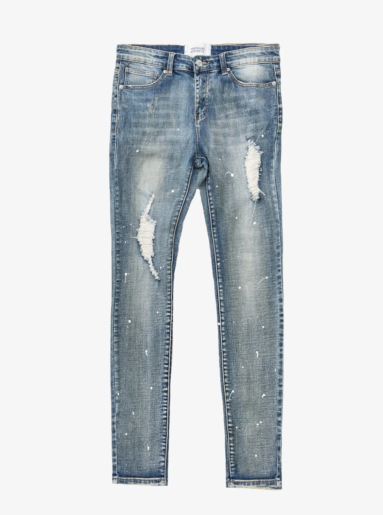 Paint Splatter Denim Jeans in Medium Blue