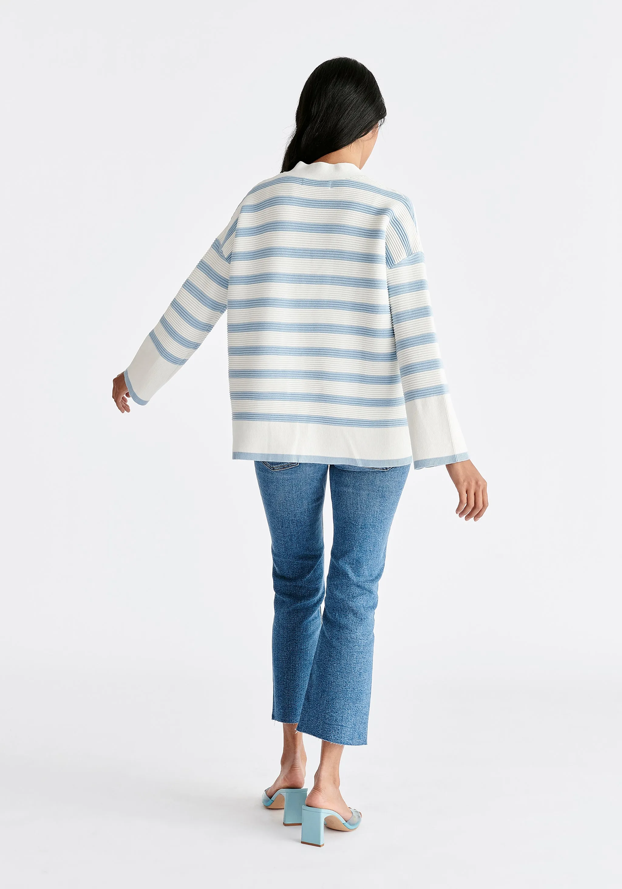 Paisie Striped Ribbed Cardigan