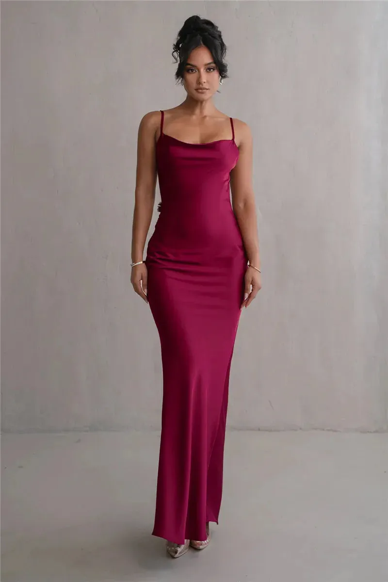 Petal Flow Backless Maxi Dress