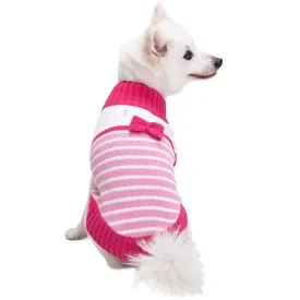 Pinky Princess Designer Chenille Dog Sweater with Bow